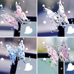 4pcs Flying butterfly decor Car accessories Home decor Wall stickers Pink butterfly Moving butterfly Purple car accessories Room decor Car ornament Car charm Car jewelry Butterfly jewelry for women Girls bedroom Decor pink room decor summerwins