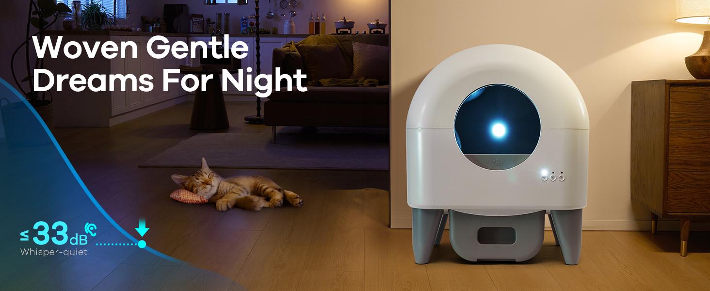 TAYACICY Self Cleaning Litter Box,95L Automatic Cat Litter Box Self Cleaning Large Capacity for Multiple Cats, App-Controlled with Safety Sensors, Removable Washable Liner,2 Rolls Garbage Bags,Grey