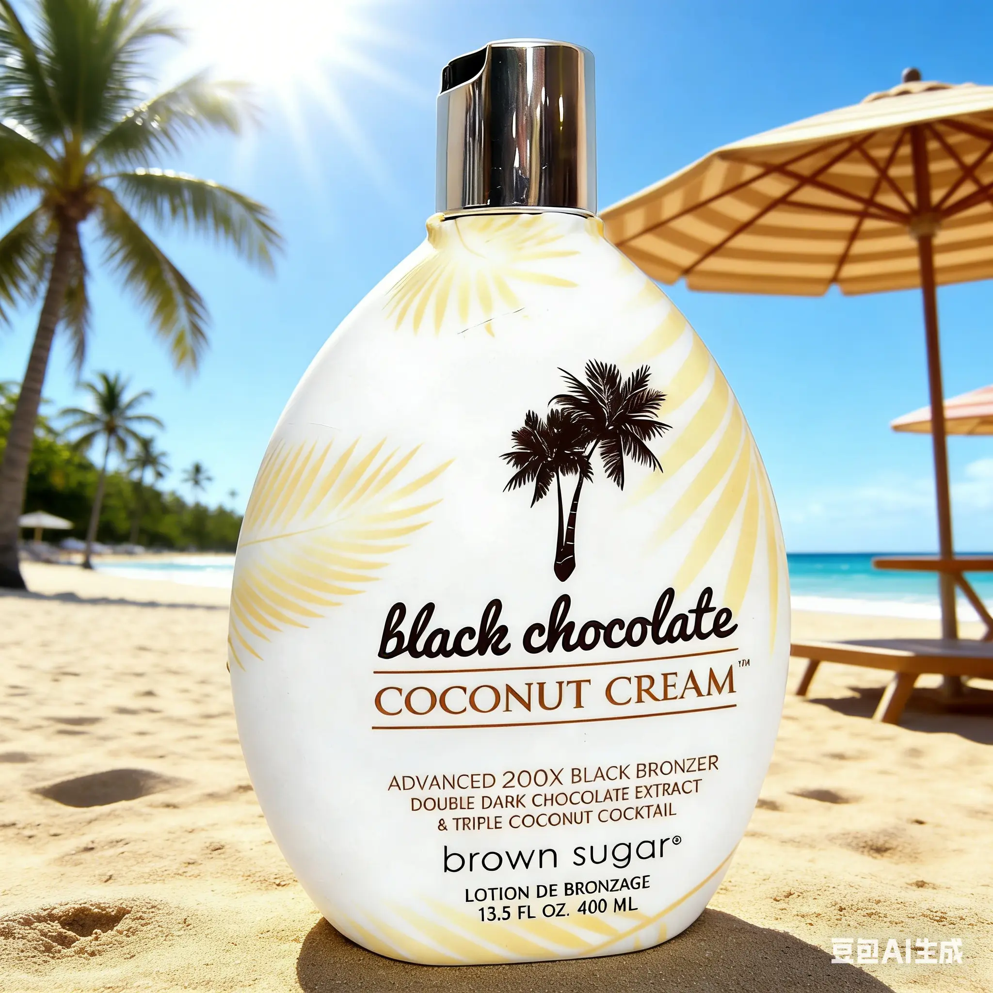 Brown Sugar Black Chocolate Coconut Cream 200X Black Bronzer Tanning Bed Lotion 13.5oz | Ultra Dark Tan with Double Dark Chocolate Extract & Triple Coconut Cocktail Moisturizers | Paraben-Free & DHA-Free