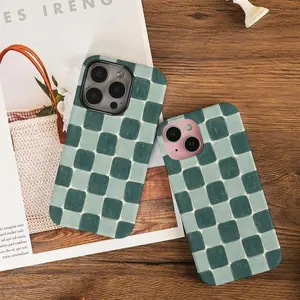 Checkered Pattern Hard Phone Case For iPhone 16/15/14/13/12 Pro Max Plus 13 12 Mini X XS XR SE iPhone 16e Tough Cover