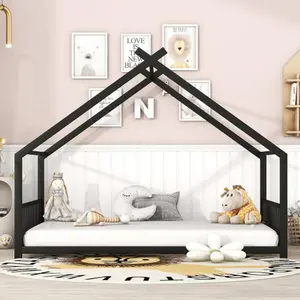 Bellemave Playhouse Design House Bed with Roof Sturdy Metal Frame for Kids Comfortable Sleeping Area Easy Assembly No Box Springs Needed Hardware Installation Manual