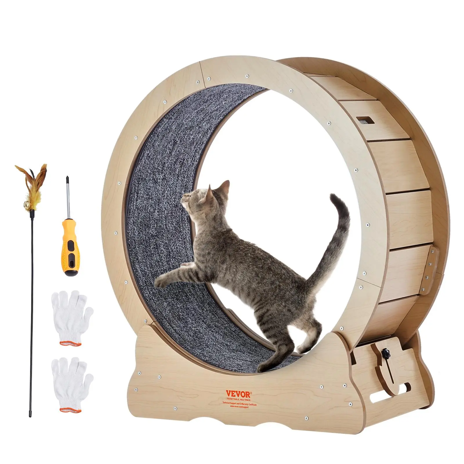 【SummerFinds】VEVOR Cat Exercise Wheel,  , Large Cat Treadmill Wheel for Indoor Cats, 29.5 inch Cat Running Wheel with Detachable Carpet and Cat Teaser for Running/Walking/Training, Suitable for Most Cats