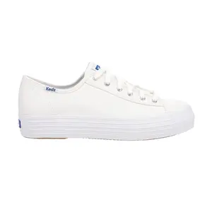 Keds Womens Triple Kick Canvas Lace Up Sneakers Shoes Casual - White