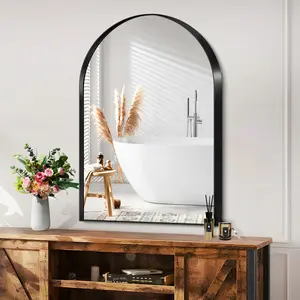 Necole's  Bathroom Cabinet with Mirror, Metal Framed Mirror Cabinet with 3 Adjustable Glass Shelves, Recessed or Surface Mount Bathroom Wall Cabinet for Bathroom, Vanity, Living Room