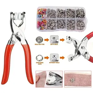 Invisible Stainless Steel Colored Buckle & Manual Pressure Pliers Tool Kit – 100pcs Buckles, 1 Plier – Household Sewing Accessories for DIY Handicraft Clothing, Mother's Day Gift