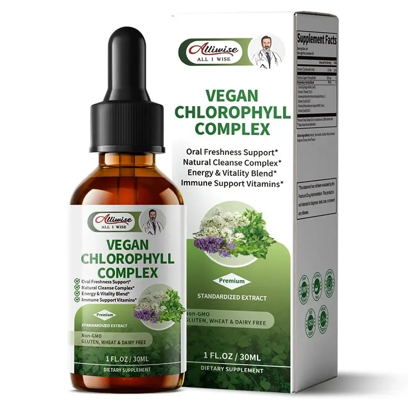 ALLIWISE Chlorophyll Liquid Drops 200mg - Supports Immune Health, Internal Cleansing