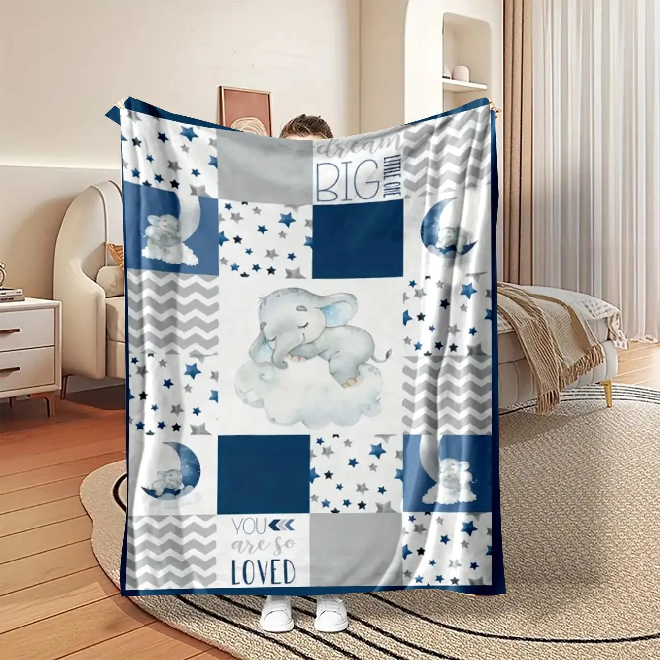 Elephant flannel Blanket - Gentle Soft, Soft Fluffy, Multi-Functional, Suitable for Bed, Travel, Ideal Gift for Parents , Gentle Soft Blanket, Soft Fluffy Blanket,summervibes
