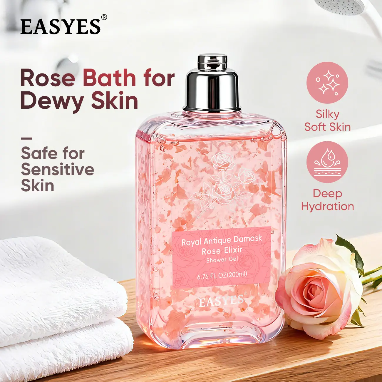 【Easyes】Rose Elixir Sensitive Skin body wash - natural hydrating body ...