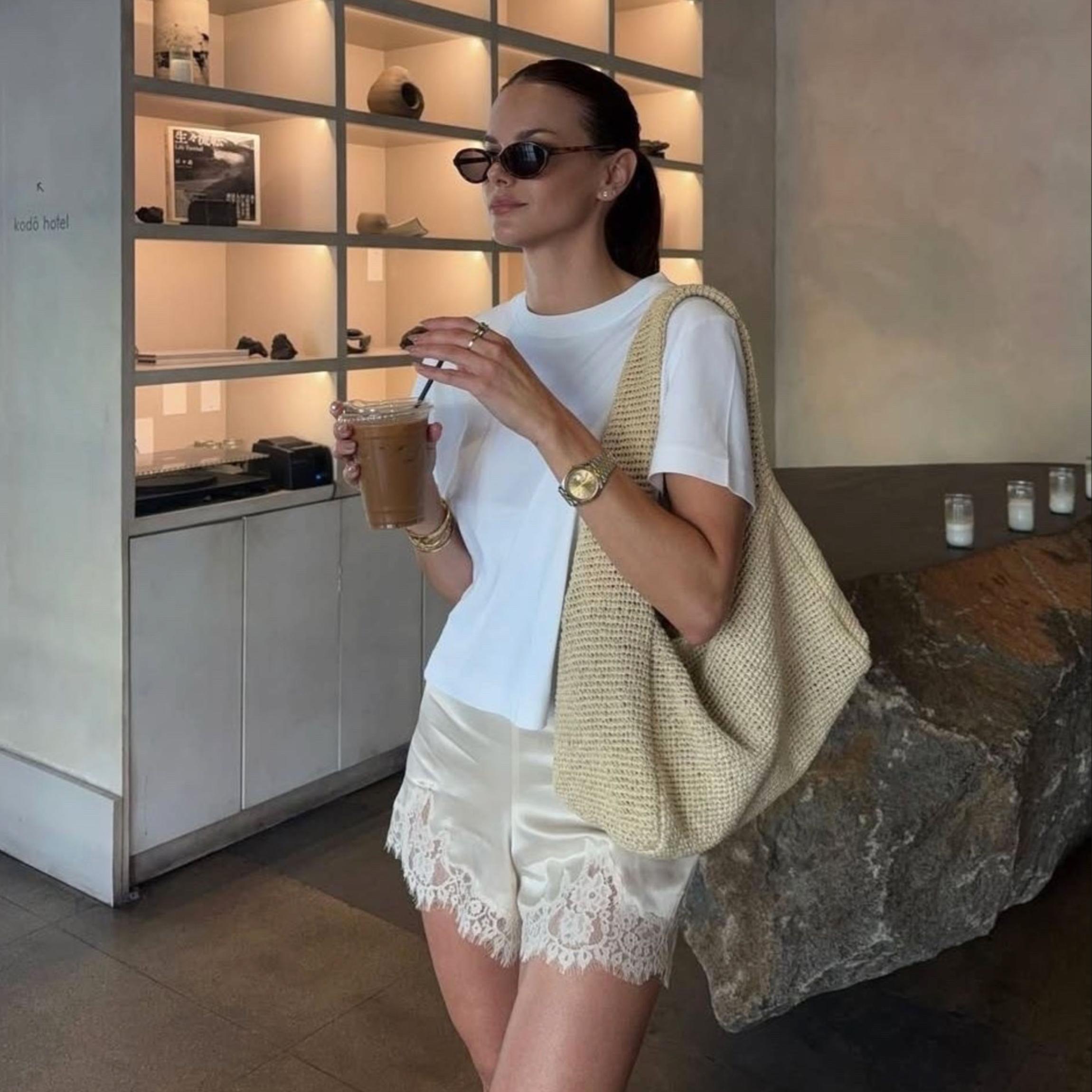 Buenoble Silky Lace Trim Shorts for Women Elegant Satin Lounge Shorts Fall Winter Chic OOTD SpringStatements