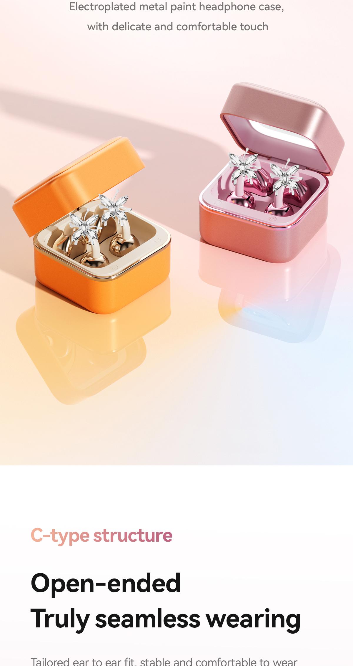 CHENRUIDA Mini Square Wireless Bluetooth Earphones  Features a built-in makeup mirror and fill light, portable makeup tool, 360° panoramic sound effect + active noise cancellation, soft silicone ear tips for comfortable wear, and extra-long battery life.