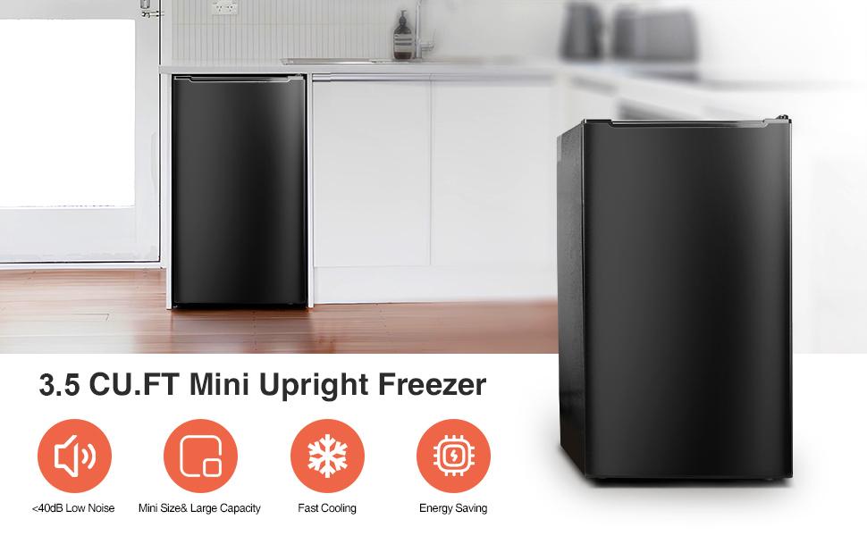 3.5 Cu.ft Upright Freezer Compact Mini with Stainless Steel Reversible Door Adjustable Thermostat Low Noise Energy Efficient for Dorms Apartments and Small Spaces Refrigerator