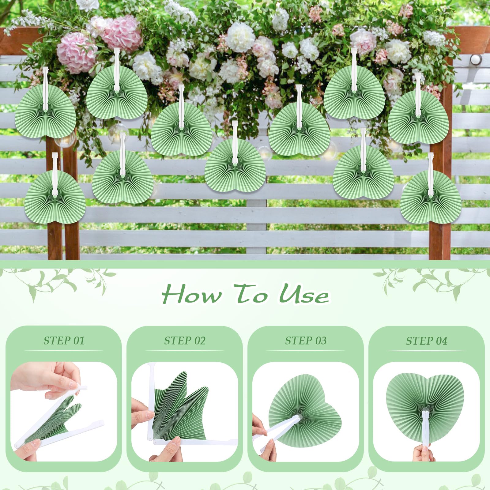 150 Packs Wedding Paper Fans Heart Shaped Folding Paper Fans Handheld Fans Accordion Paper Fans for Wedding Decorate Guests Favor Anniversary Birthday Party Supplies Home Decor