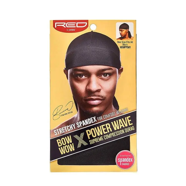 Men's Red Spandex Fabric Durag - Stretchy, Breathable and Soft, One Size Fits All, 360° Waves, Excellent Compression, Long Tails for Secure Tie-Down, Everyday Wear Fashion Head Wrap Hat