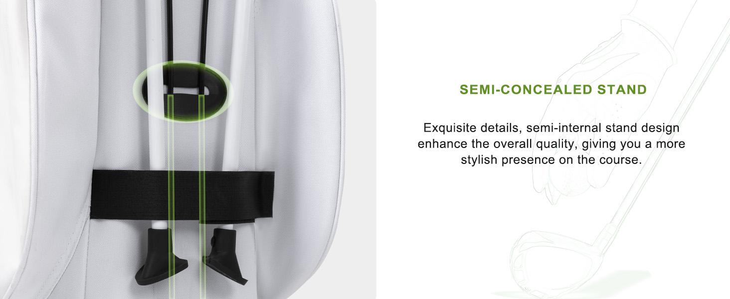 UNIHIMAl Lightweight Golf Stand Bag with 5 Way Full-Length Dividers, Semi-Concealed Stand, Folding Base, Adjustable Dual Straps and 8 Pockets White