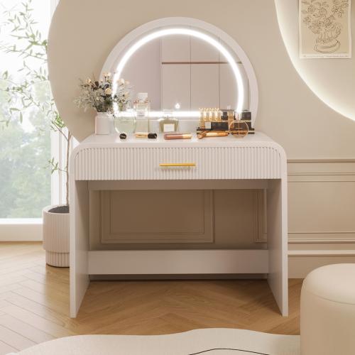 【Bellemave】39" Makeup Vanity Table with Mirror Touch Screen Lighted Mirror, Dressing Table with Drawer for Bedroom