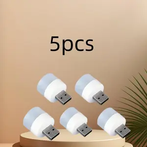 5PCS USB night light bedroom eye protection night light small table lamp mini lamp charging treasure lamp small round lamp wireless base
