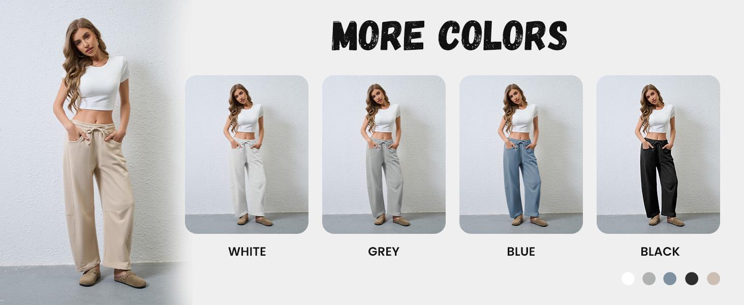 Kingapril Women's Wide Leg Pants Drawstring High Rise Side Striped Slouchy Palazzo Pants with Pockets Wideleg Womenswear