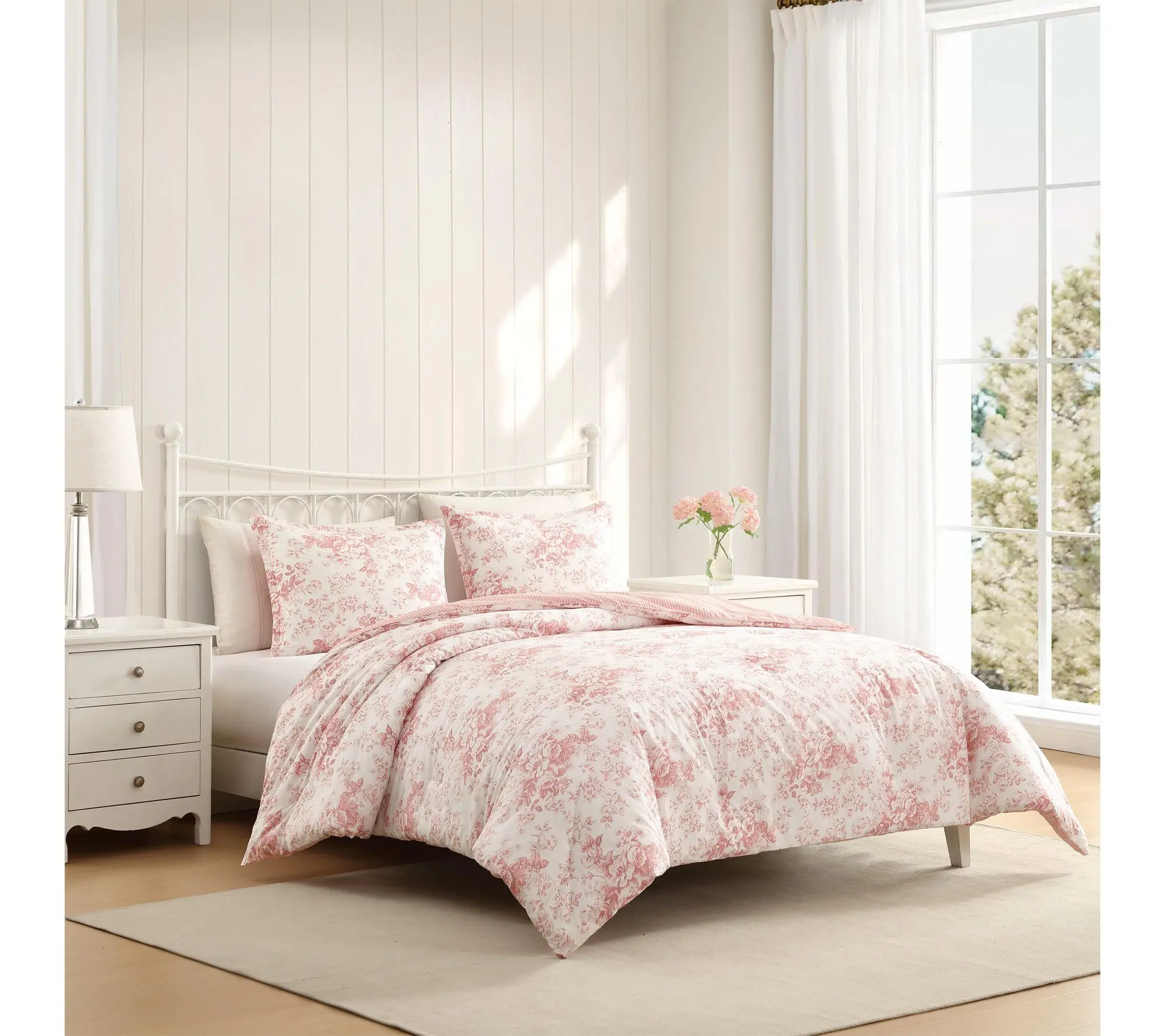 Laura Ashley Toile Delight Rose Cotton Twin Comforter Set