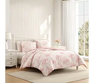 Laura Ashley Toile Delight Rose Cotton Twin Comforter Set