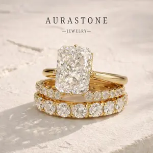 [#84 RS]Triple Stack Ring S925 Sterling Silver 4 Carat Radiant Cut Main Ring Versatile Ladies Engagement Proposal Ring Vacation Outfits