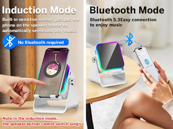 Wireless Induction Audio Speaker Stand, 5in1 Cellphone Holder, 3500mAh Rechargeable Emergency Power Bank,360° Adjustable Mobile Tablet Stand with Colorful Ambient Light Gifts for Men Women Mothersdaygift Wireless Induction Audio Speaker Stand, 5in1 Cellphone Holder, 3500mAh Rechargeable Emergency Power Bank,360° Adjustable Mobile Tablet Stand with Colorful Ambient Light Gifts for Men Women Mothersdaygift