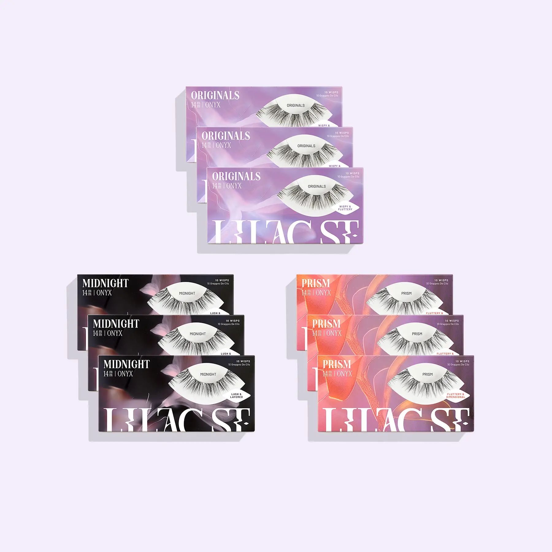 Lilac St. 3-Pack Individual Lash Clusters - Midnight, Prism, Originals | Natural DIY Lash Extensions | Professional Longwear Multi-Pack Set, DIY  Salon