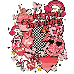 Retro, valentines, heat transfer, press and peel, no shirt, made to order