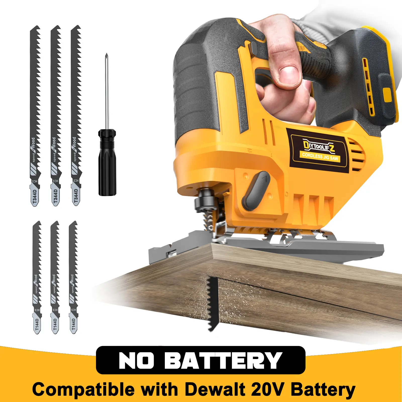 Cordless Jigsaw Compatible with Dewalt 20V Battery(NO Battery!!), Jig Saw Tool Brushless, 2900RPM, 0°-45°Bevel, 3 Orbital Action,LED Light for Straight/Curve Cuts summervibes Wood Cutting Machine backtoschool