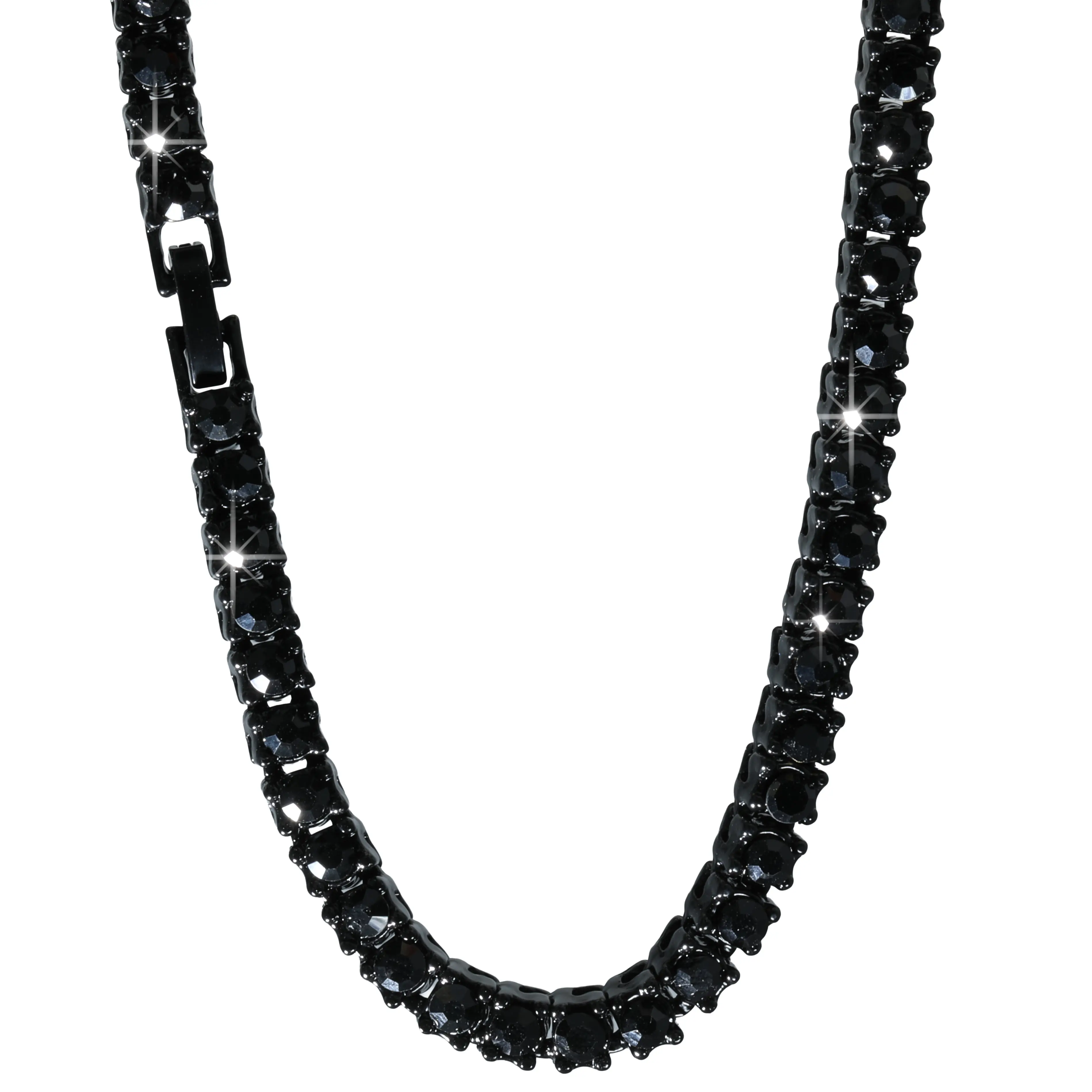 Iced Micro Tennis Necklace | 925 Silver, Black Gold Plated, CZ Black Diamond Stones, Men's & Women's Fashion Chain 18", 20", 24" & 30"Inch | Perfect Gift, Tennis Chains, Shining Necklace