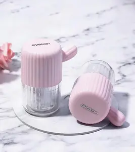 No-Charge vanity Portable Manual compact Contact Lens Cleaner Kit Case Removes Protein with Double Box Tweezer Foldable Mirror Hygienic Pocket Size