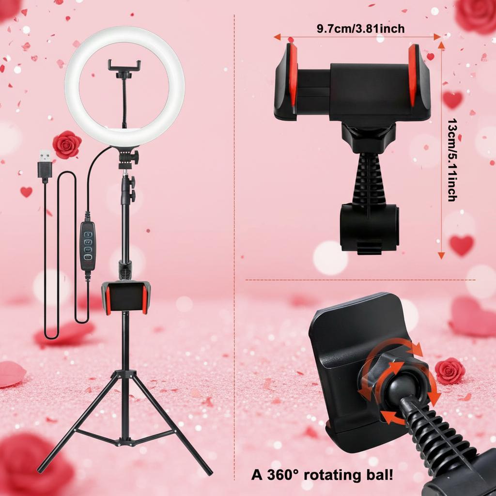 12" Selfie Ring Light With 63-81" Adjustable Tripod & Phone Holder - Dimmable For Live Streaming, Zoom Calls & Photography/March Madness/Spring Break - SuperBowl Creator Essential / International Women's Day