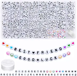 Amaney 1600pcs Acrylic Alpabet Letter Beads,31 Styles,Heart,Number,Star and Smiley Beads,4x7mm for Jewelry Making Bracelets Necklaces Key Chains
