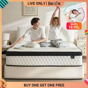 [LIVE ONLY] Bezzze Mattress - Cooling Gel Memory Foam with Individually Pocketed Springs for Back and Lumbar Support, Pressure Relief, Medium Firmness 10"/12" (Compressed in Box Delivery)Hybrid Mattress 2.0