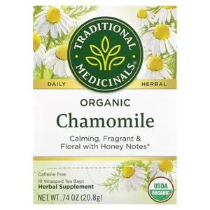 Traditional Medicinals Organic Chamomile, Caffeine Free, 16 Wrapped Tea Bags, 0.74 oz (20.8 g)