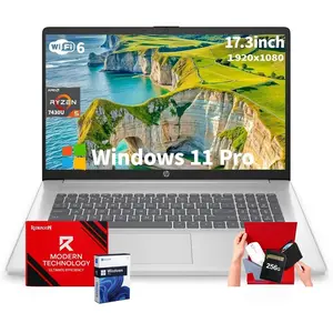 HP 17-inch Laptop for Business and Student - up to 32GB RAM, 512GB SSD, AMD Ryzen 5 7430U, Windows 11 Pro, Fast Charge, Wi-Fi 6, 17.3” FHD Anti-Glare Display,Bundle Accessory