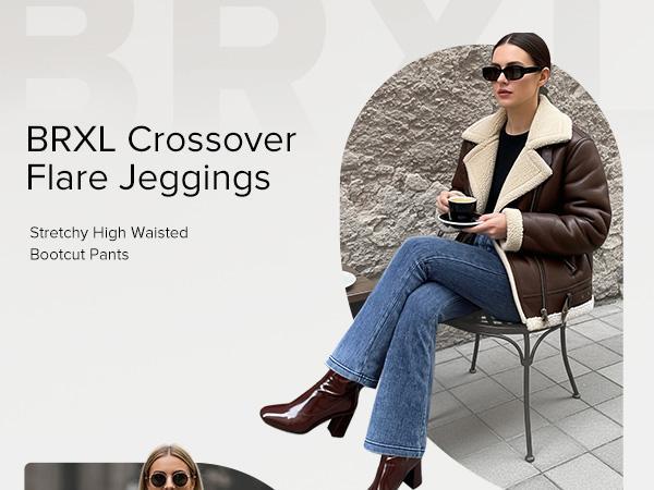 BRXL 【Discount for live】Women's High-Waisted Crossover Jeggings Stretchy Denim Leggings with Back Pockets V Cross Waist Design for Tummy Control and Flawless Fit  #Summervibes #beachoutfit #summer outfits #4th of july outfits -BRXL-1
