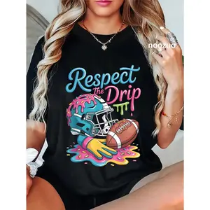 100% Cotton Football Drip Boys Football Ice Cream Sprinkle Respect Drip T-Shirt