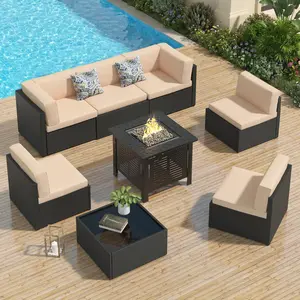 [2/3 packages shipping] AECOJOY 7 Pieces Outdoor Patio Furniture Set, Outdoor Sectional Conversation Furniture Chair with Coffee Table,Patio Sectional for Garden,Backyard