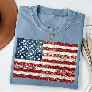 4th of July Shirt, Retro American Flag Shirt, Patchwork USA Shirt, Patriotic Shirt, Fourth of July Shirt, USA Flag Tee