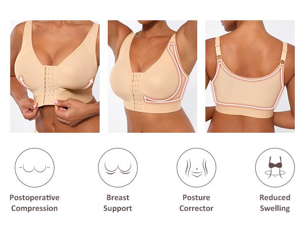 FeelinGirl Compression Bra Front Closure Bra Wirefree Bra with Adjustable Straps Bras Women Fit Womenswear FeelinGirl Compression Bra Front Closure Bra Wirefree Bra with Adjustable Straps Bras Women Fit Womenswear