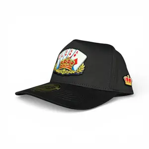 Gorra “barajas” estilo placa alta calidad y ajustable - black cap with royal crown and card embroidery
