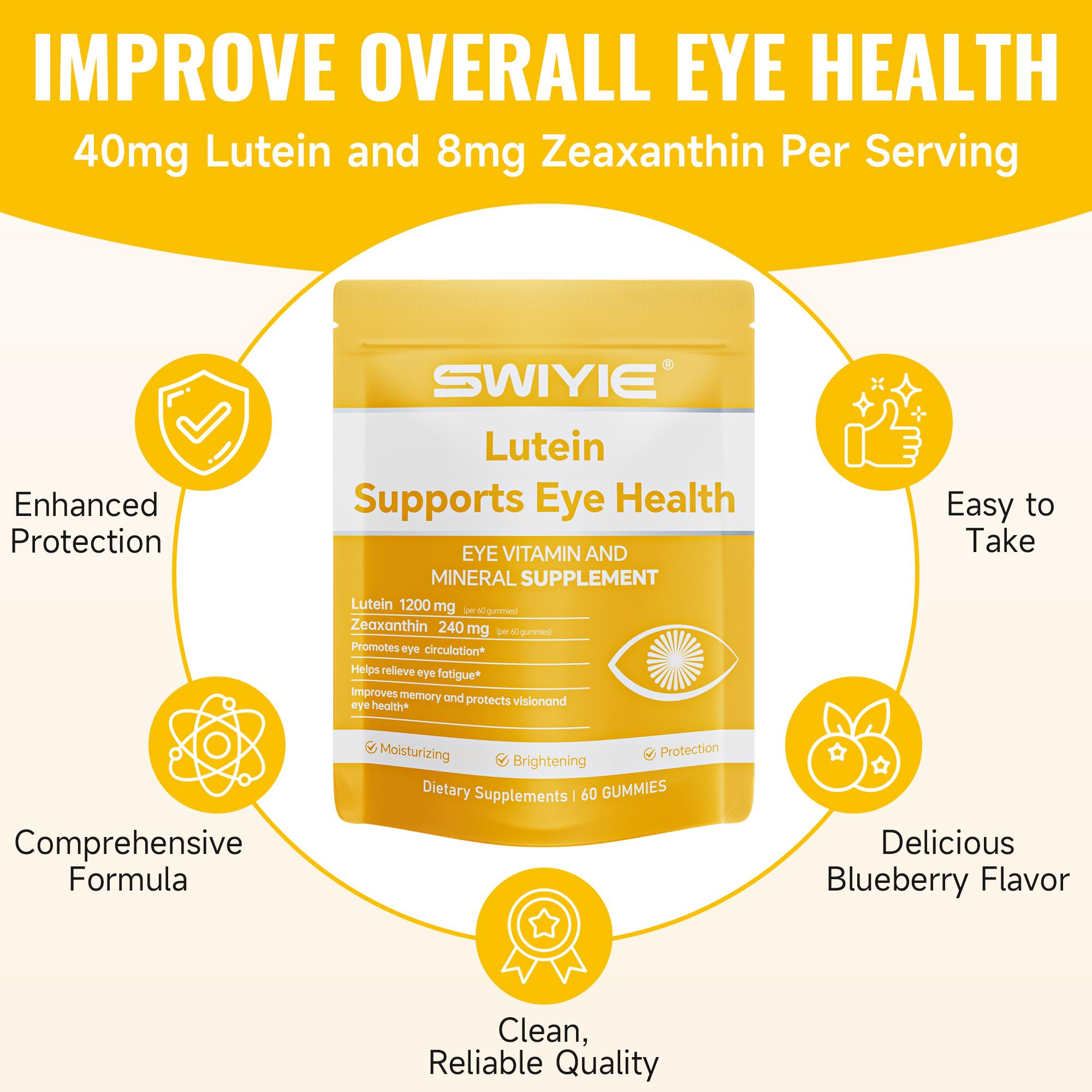 Swiyie Lutein & Zeaxanthin Gummies – Eye Health Supplement with Astaxanthin, Vitamin A C E – Blue Light Defense, Vision Support, Berry Flavor – 60 Gummies Healthcare Dietary Fitness Edible Swiyie Lutein & Zeaxanthin Gummies – Eye Health Supplement with Astaxanthin, Vitamin A C E – Blue Light Defense, Vision Support, Berry Flavor – 60 Gummies Healthcare Dietary Fitness Edible