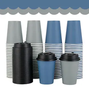 100 Pack 12oz Disposable Coffee Cups with Lids – Paper Hot Drink Cups for Coffee, Tea & To-Go Beverages