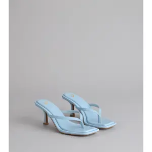 Chic Step Thong Kitten Heel Sandals