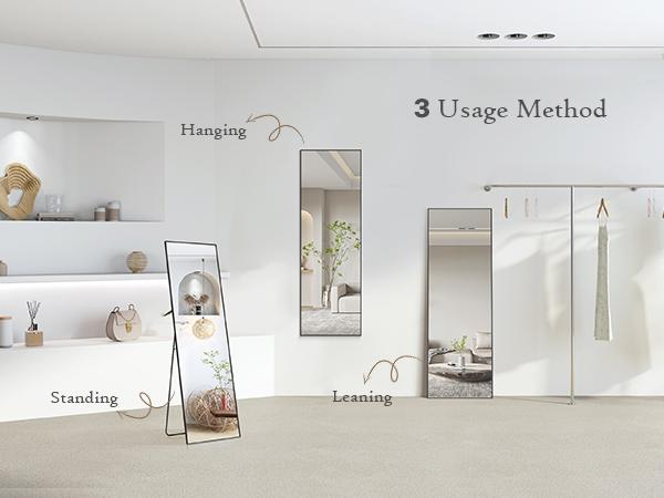 【Deal】Sweet Furniture S - Full Length Mirror Floor Mirror Standing Hanging or Leaning Wall standing mirror home decor, Upgraded Nano Glass