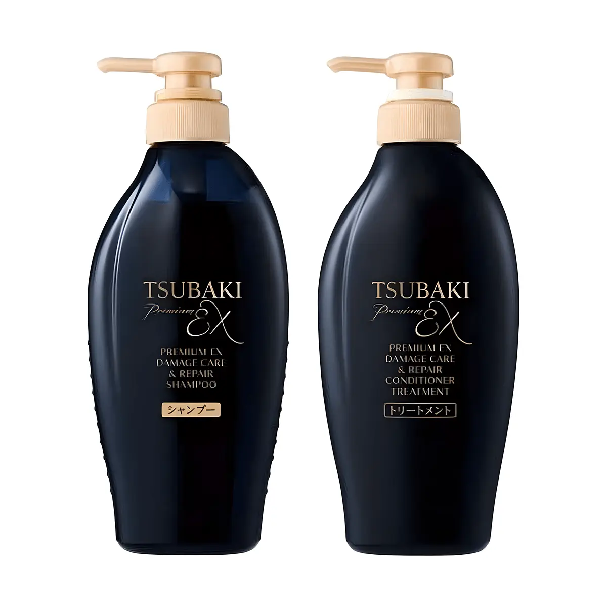 FineToday Tsubaki Luxury Black Ion Haircare Set - 450ml*2 Damaged Hair Cleanser Shampoo, Moisturizing Deep Repair Conditioner with Scent