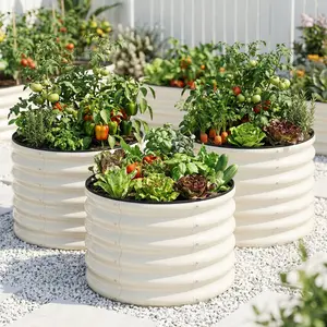 SnugNiture 3-Pack 2x2x1.5 ft Galvanized Raised Garden Bed, Brown Outdoor Planter Box for Vegetables