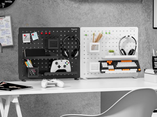 Clamp-on Desk Pegboard, Desk Organizer for Office Gaming Home, Magnetic Metal Peg Board with 15 Accessories, Privacy Panel for Office, 20.4" x 16.5", Large, Black Clamp-on Desk Pegboard, Desk Organizer for Office Gaming Home, Magnetic Metal Peg Board with 15 Accessories, Privacy Panel for Office, 20.4" x 16.5", Large, Black