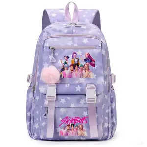 【2026】1pc  Backpack solid color women's backpack   star print zipper closure Trendy backpack fashionable and versatile casual trend suitable for students going to school, campus, going out to work, traveling women's backpack