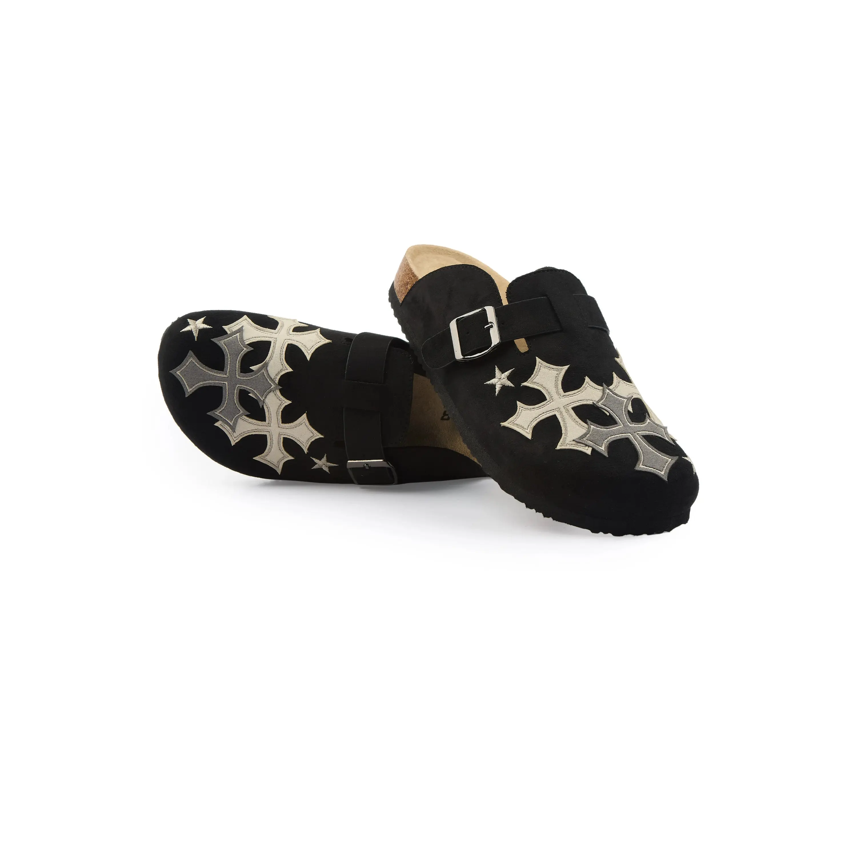 Womens Tyeonna Black Felt Patch Mule